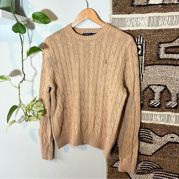 Ralph Lauren beige cable knit sweater Crewneck Sweater - Picture 3 of 8
